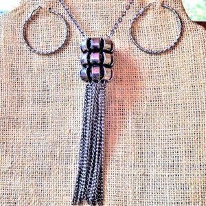 <3  BoHo Bold Necklace/Twisted Hoop Earrings  <3